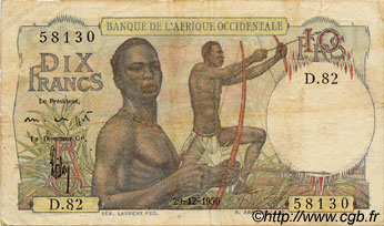 10 Francs FRENCH WEST AFRICA  1950 P.37 F