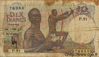 10 Francs AFRIQUE OCCIDENTALE FRANÇAISE (1895-1958)  1951 P.37 B