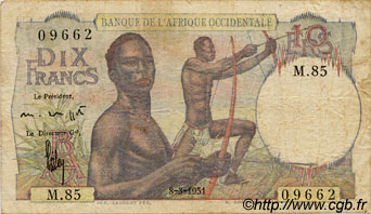 10 Francs FRENCH WEST AFRICA  1951 P.37 BC
