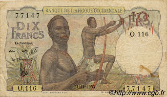 10 Francs FRENCH WEST AFRICA  1953 P.37 BC