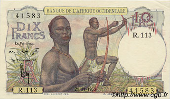 10 Francs FRENCH WEST AFRICA  1953 P.37 AU-