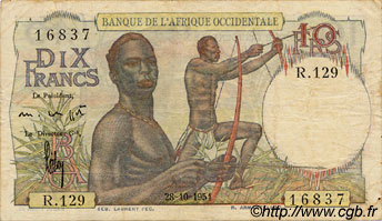 10 Francs FRENCH WEST AFRICA  1954 P.37 S to SS