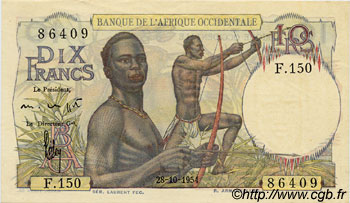 10 Francs FRENCH WEST AFRICA  1954 P.37 AU