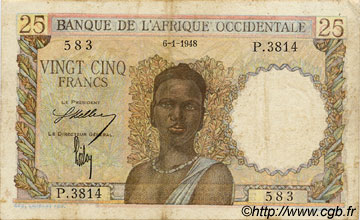 25 Francs FRENCH WEST AFRICA  1948 P.38 F