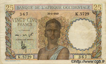 25 Francs FRENCH WEST AFRICA  1949 P.38 SS