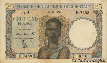 25 Francs FRENCH WEST AFRICA (1895-1958)  1950 P.38 VF