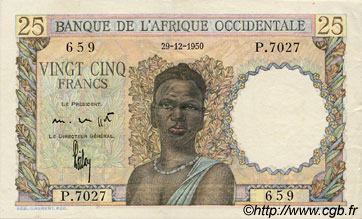 25 Francs FRENCH WEST AFRICA (1895-1958)  1950 P.38 XF-