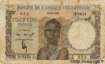 25 Francs FRENCH WEST AFRICA  1952 P.38 B