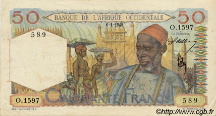 50 Francs FRENCH WEST AFRICA  1948 P.39 fVZ