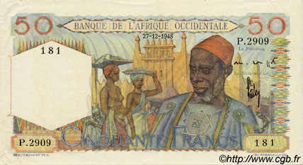 50 Francs FRENCH WEST AFRICA  1948 P.39 VZ