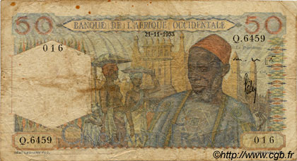 50 Francs FRENCH WEST AFRICA (1895-1958)  1953 P.39 G
