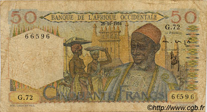 50 Francs FRENCH WEST AFRICA  1954 P.39 G