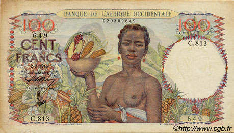 100 Francs FRENCH WEST AFRICA (1895-1958)  1946 P.40 VF