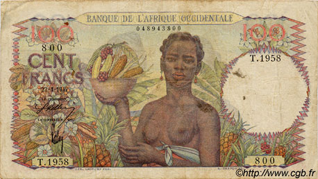 100 Francs FRENCH WEST AFRICA  1947 P.40 MB