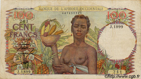 100 Francs FRENCH WEST AFRICA  1947 P.40 SS