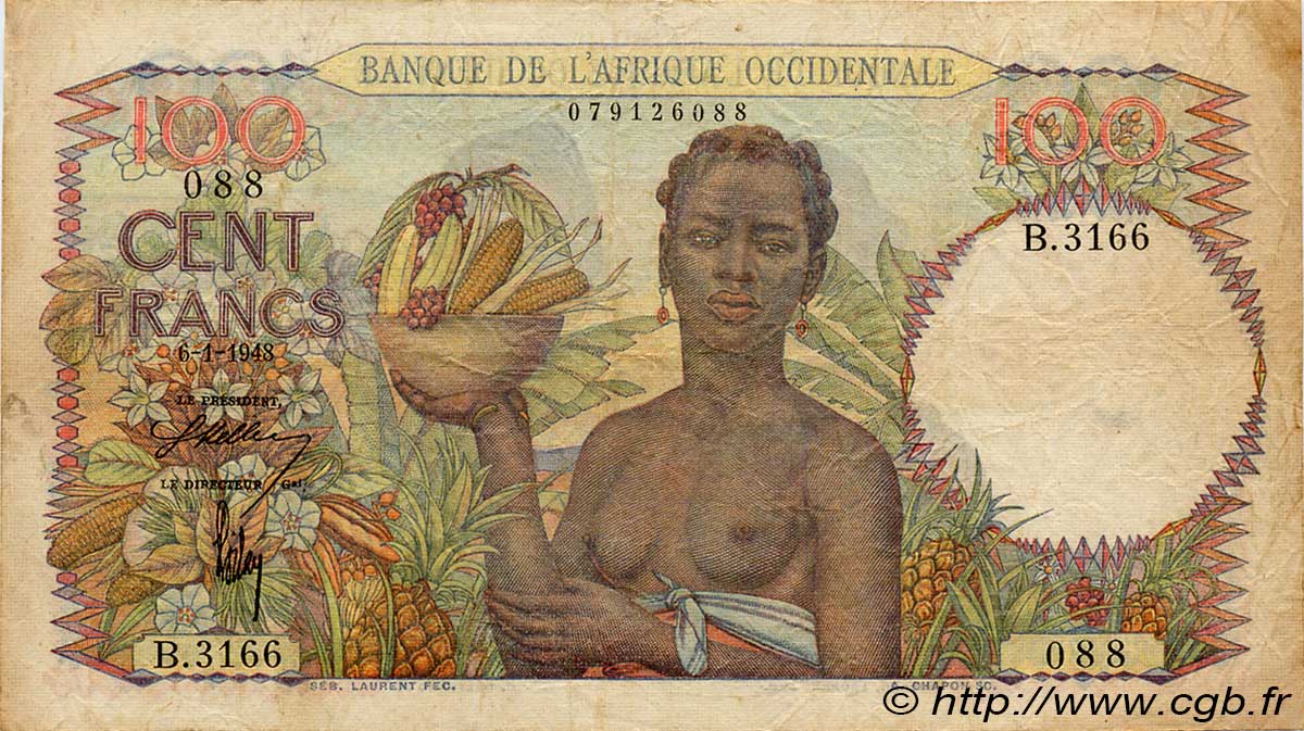 100 Francs FRENCH WEST AFRICA  1948 P.40 MB