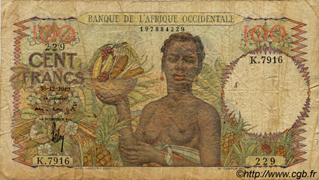 100 Francs FRENCH WEST AFRICA  1949 P.40 RC