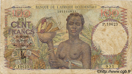 100 Francs FRENCH WEST AFRICA  1950 P.40 RC