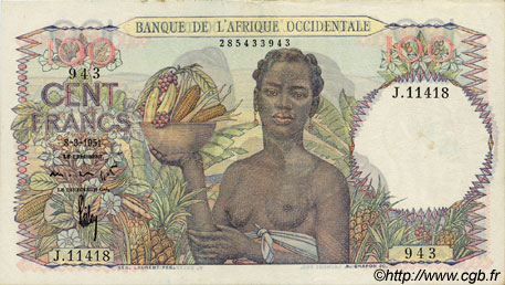100 Francs FRENCH WEST AFRICA  1951 P.40 SPL