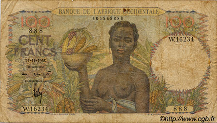 100 Francs FRENCH WEST AFRICA (1895-1958)  1953 P.40 G