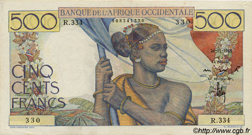500 Francs FRENCH WEST AFRICA  1948 P.41 VZ