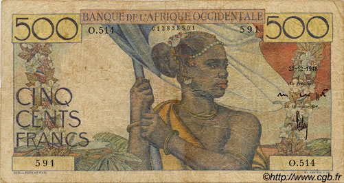 500 Francs FRENCH WEST AFRICA (1895-1958)  1948 P.41 G