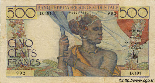 500 Francs FRENCH WEST AFRICA  1948 P.41 S