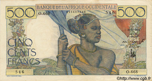 500 Francs FRENCH WEST AFRICA  1950 P.41 VZ