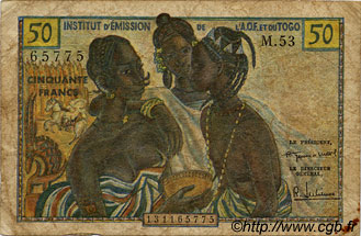 50 Francs FRENCH WEST AFRICA  1956 P.45 q.MB