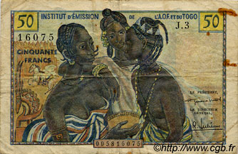 50 Francs FRENCH WEST AFRICA  1956 P.45 F+