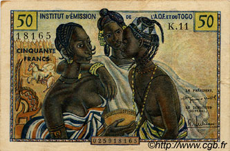 50 Francs FRENCH WEST AFRICA  1956 P.45 BB