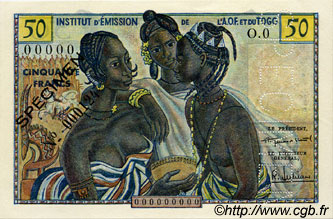 50 Francs Spécimen FRENCH WEST AFRICA  1956 P.45s SC
