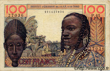 100 Francs FRENCH WEST AFRICA (1895-1958)  1957 P.46 F - VF