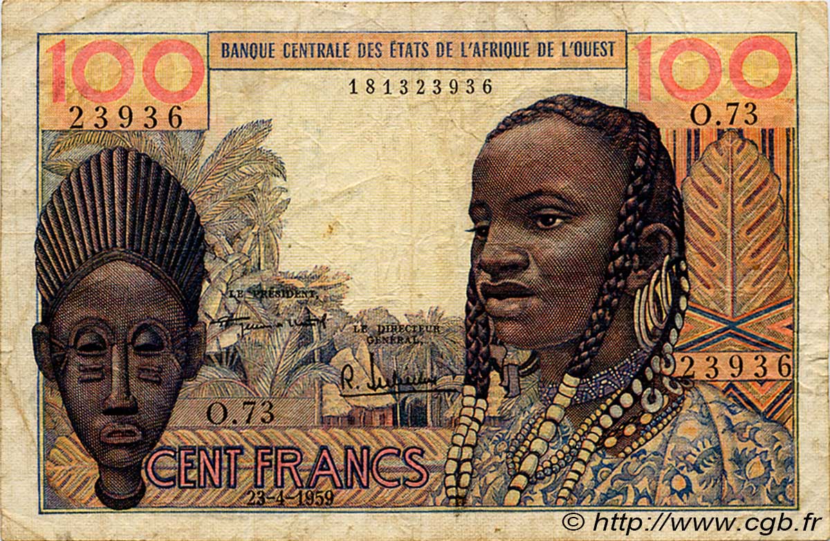 100 Francs ÉTATS DE L AFRIQUE DE L OUEST  1959 P.002a TB