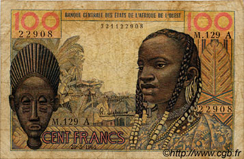 100 Francs WEST AFRIKANISCHE STAATEN  1961 P.101Aa SGE