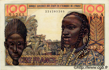 100 Francs WEST AFRIKANISCHE STAATEN  1961 P.101Aa fST+