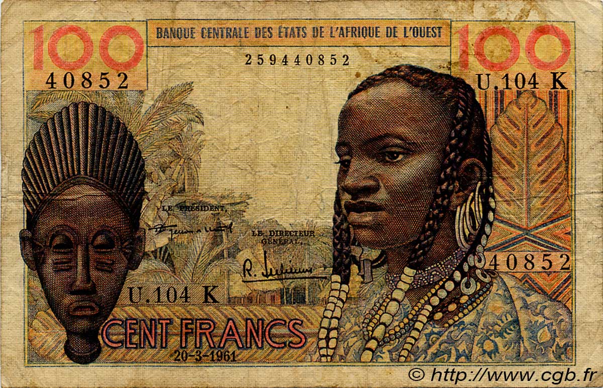 100 Francs ÉTATS DE L AFRIQUE DE L OUEST  1961 P.701Ka B à TB