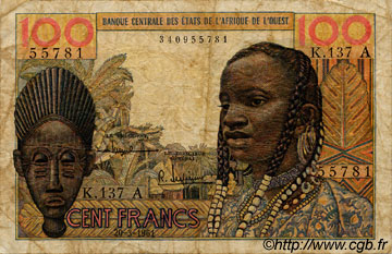 100 Francs ÉTATS DE L AFRIQUE DE L OUEST  1961 P.101Ab B