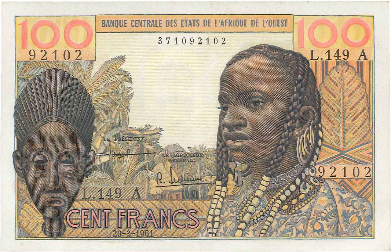 100 Francs WEST AFRIKANISCHE STAATEN  1961 P.101Ab fST