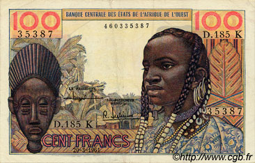 100 Francs ESTADOS DEL OESTE AFRICANO  1961 P.701Kc MBC+