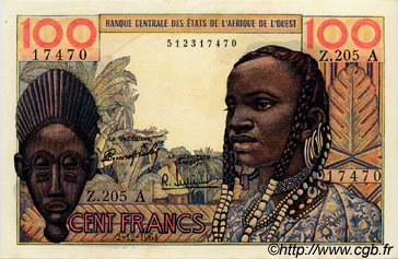 100 Francs STATI AMERICANI AFRICANI  1964 P.101Ad SPL a AU