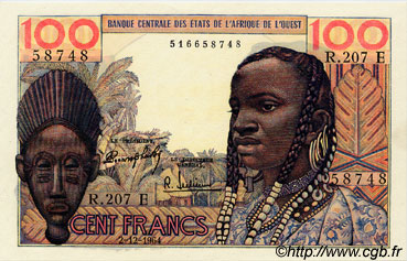 100 Francs STATI AMERICANI AFRICANI  1964 P.501Ec q.FDC