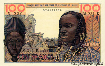 100 Francs STATI AMERICANI AFRICANI  1965 P.701Ke q.FDC