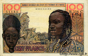 100 Francs ESTADOS DEL OESTE AFRICANO  1965 P.301Cf MBC