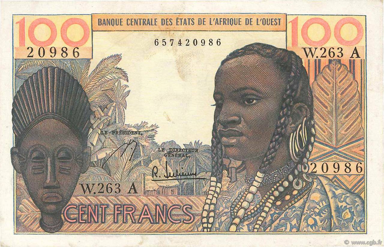 100 Francs WEST AFRICAN STATES  1966 P.101Ag XF
