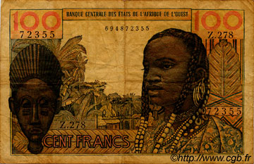 100 Francs STATI AMERICANI AFRICANI  1966 P.002b B