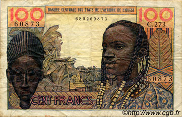 100 Francs STATI AMERICANI AFRICANI  1966 P.002b MB