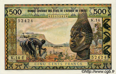 500 Francs WEST AFRIKANISCHE STAATEN  1961 P.502Ec fST+