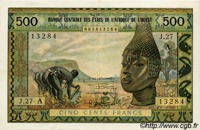 500 Francs WEST AFRICAN STATES  1969 P.102Af XF
