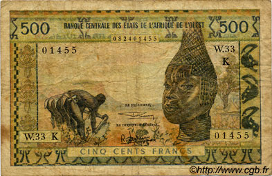 500 Francs WEST AFRICAN STATES  1969 P.702Kg VG